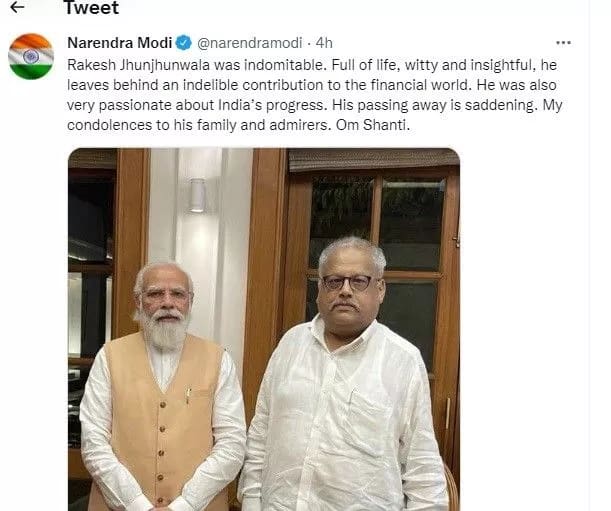 Rakesh Jhunjhunwal with PM modi Tweet